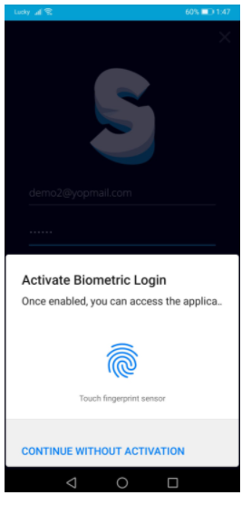 screen their fingerprint to activate the biometric system