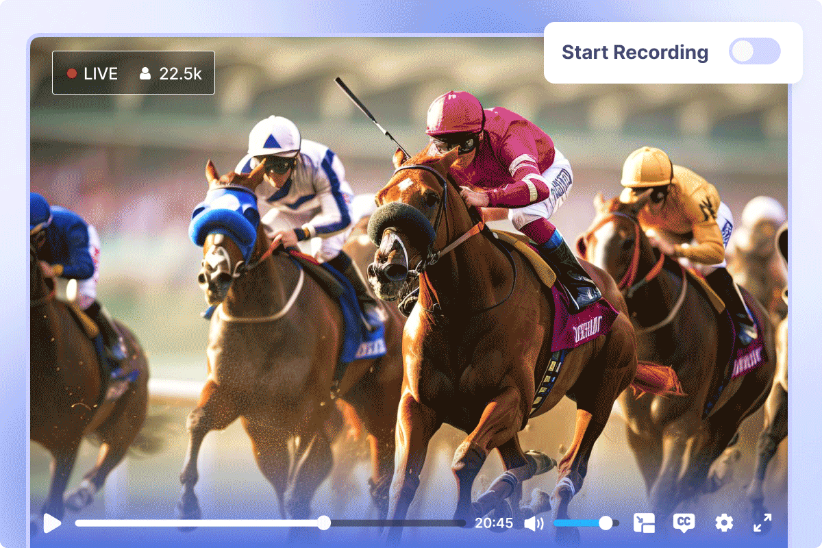 Automatic Live Stream Recording - Cloud DVR Feature Screen recording demonstration showing automatic cloud recording of live streams with playback controls