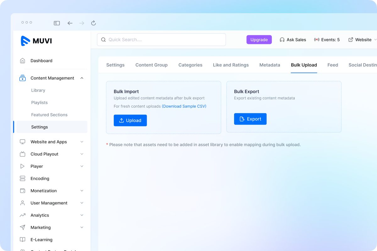 Bulk Import and Export Metadata