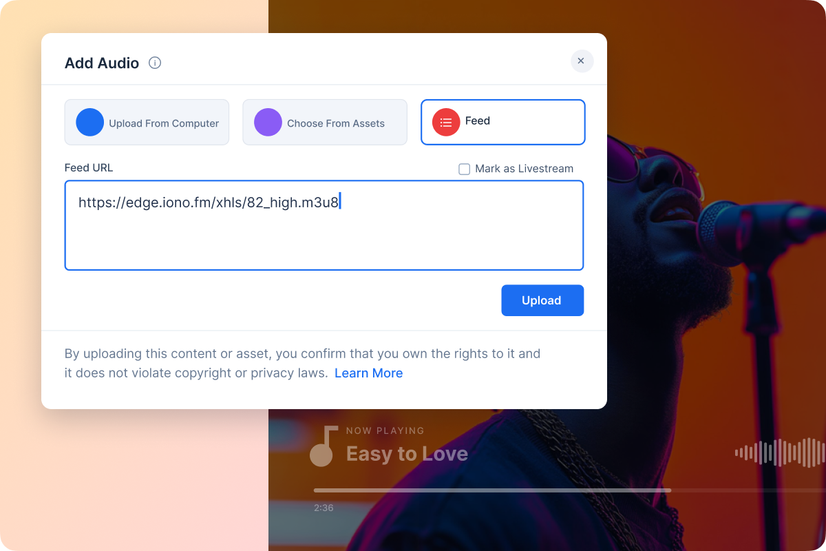 Add Audio Content Through Feeds