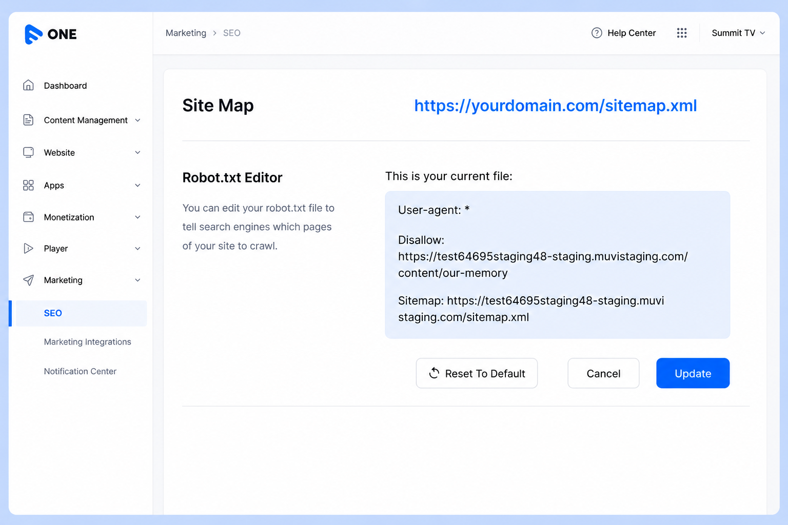Manage Robots.txt from the CMS