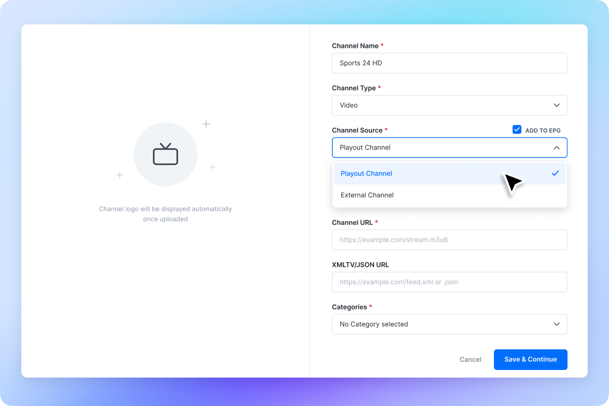 Unify External and Playout Channels in One CMS_ Power EPG for External and Playout Channels