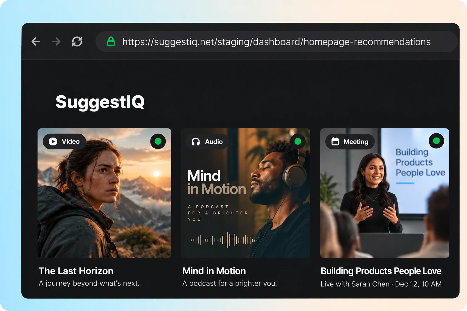 Recommend Videos, Audio, Meetings, and More Recommend Videos, Audio, Meetings, and More