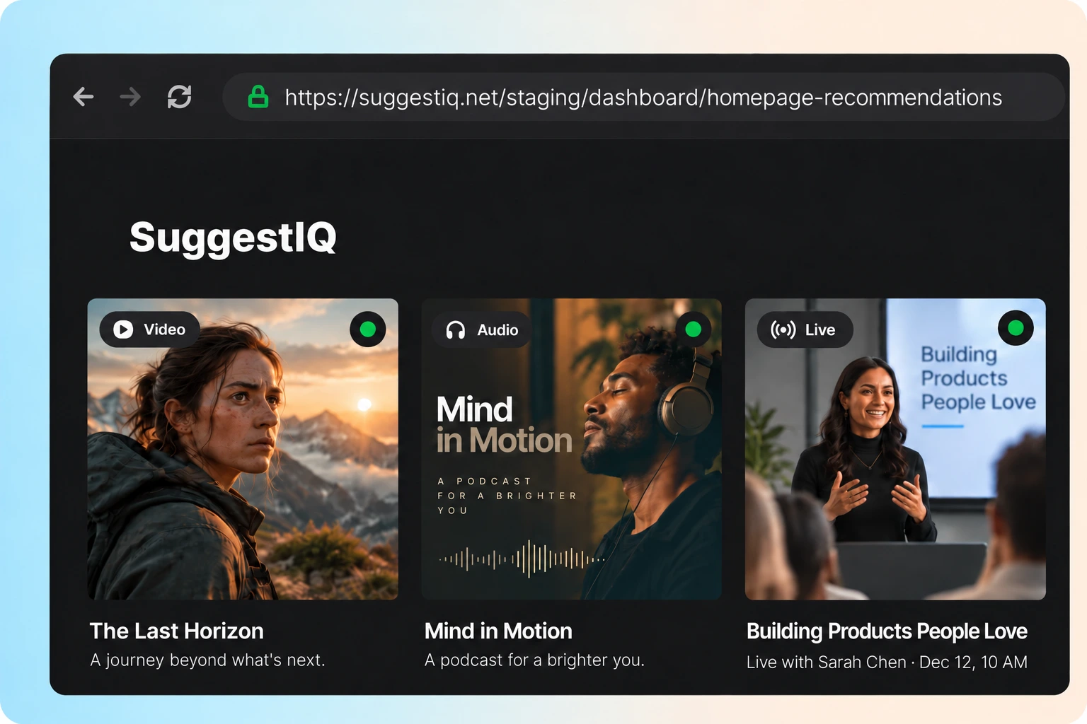 Recommend Videos, Audio, Live Streams, and More Recommend Videos, Audio, Live Streams, and More