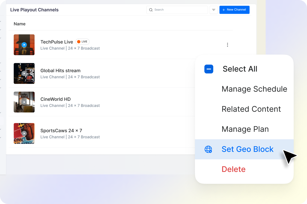 Restrict Channel Recording and Playback