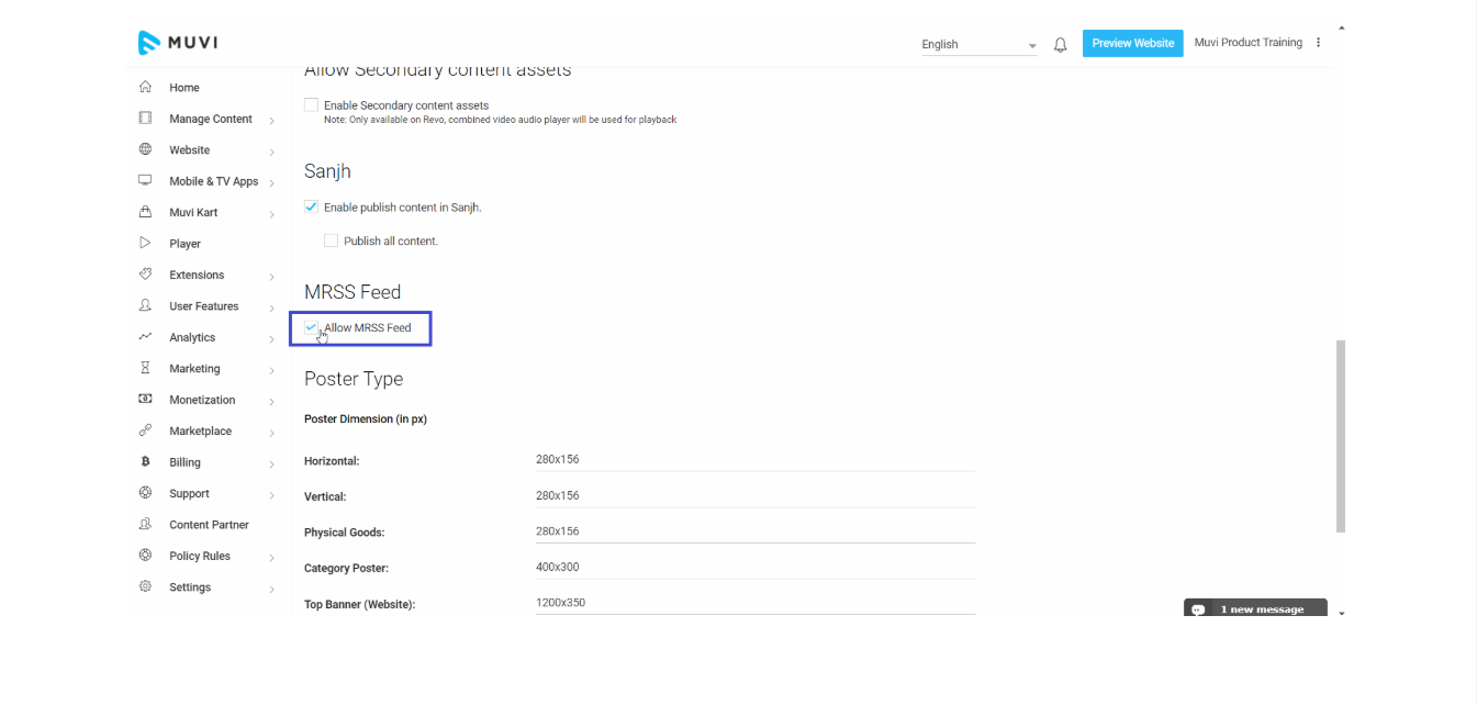 Enabling MRSS Feeds on Streaming Platform