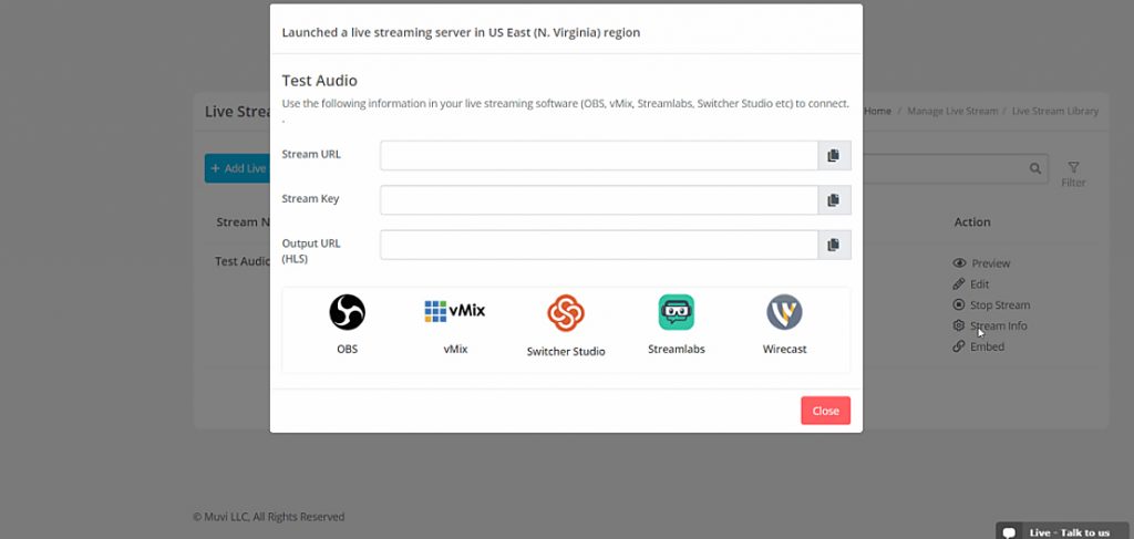 How to Live Stream Audio Using Muvi Live - Muvi One
