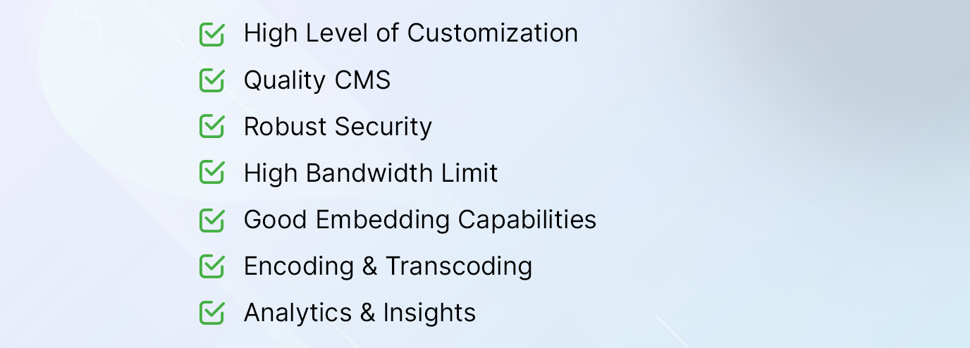 Video hosting platform checklist
