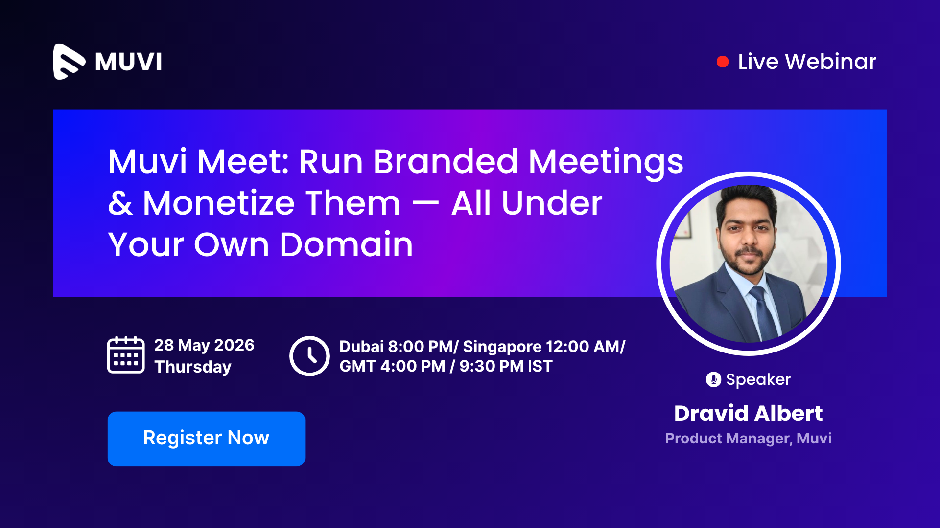 Muvi Meet: Run Branded Meetings & Monetize Them — All Under Your Own Domain Muvi Meet: Run Branded Meetings & Monetize Them — All Under Your Own Domain
